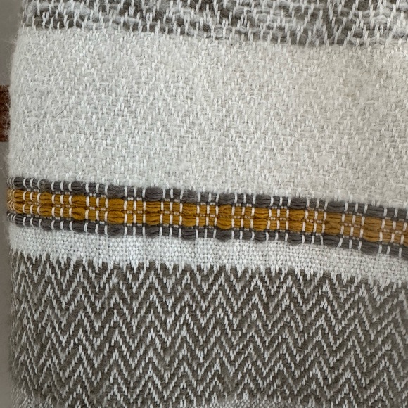 Anthropologie Gray and Cream Striped Throw Blanket